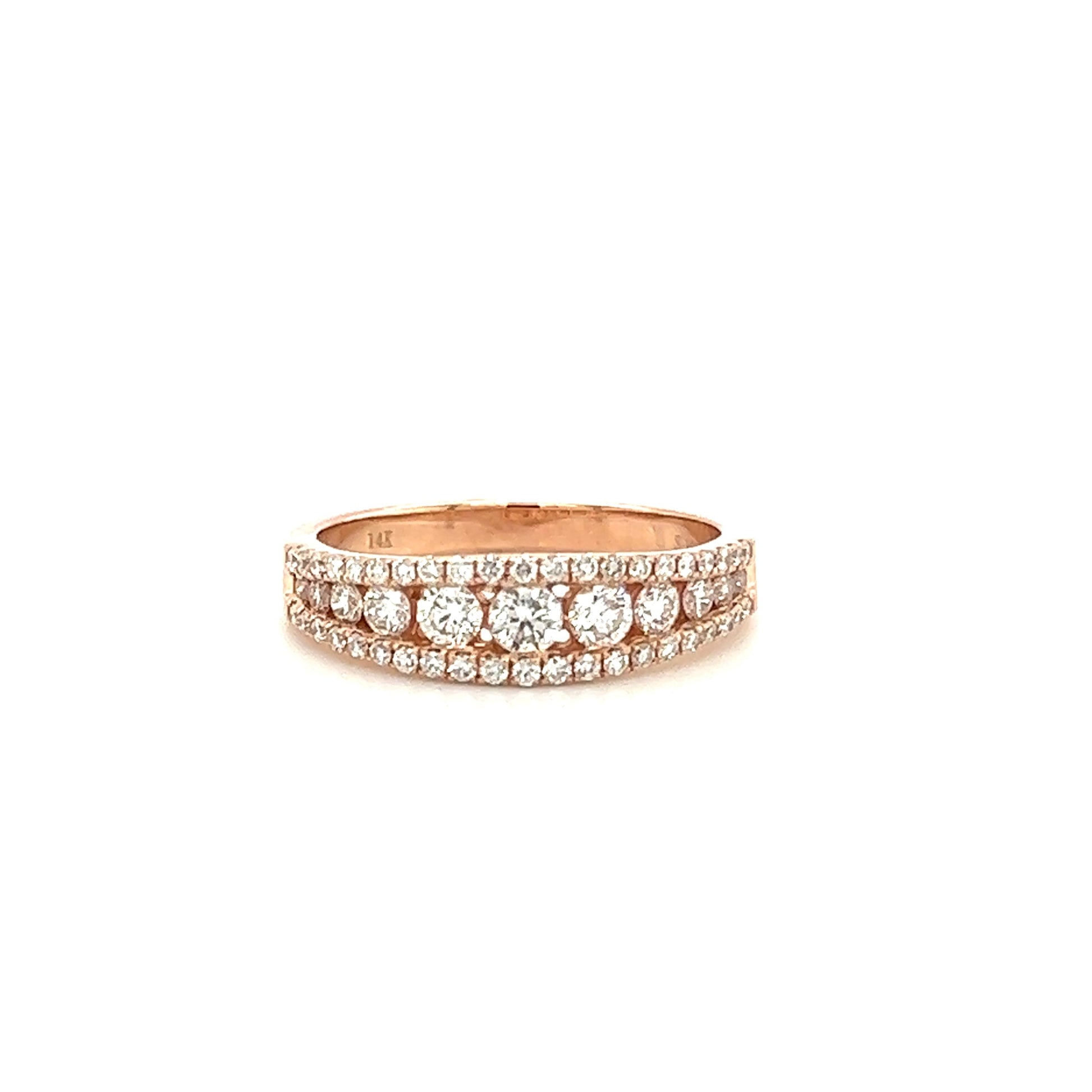 Diamond Ring with 0.78ctw of Diamonds in 14K Rose Gold Front View