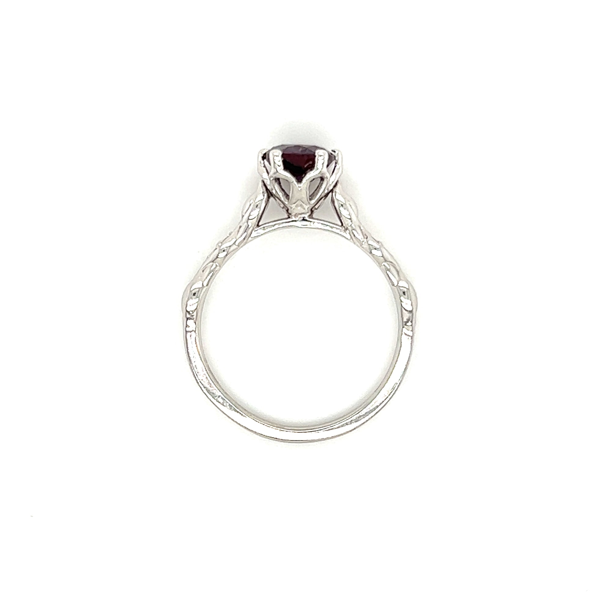 Oval Alexandrite Ring with Four Side Diamonds in 10k White Gold Top vIEW