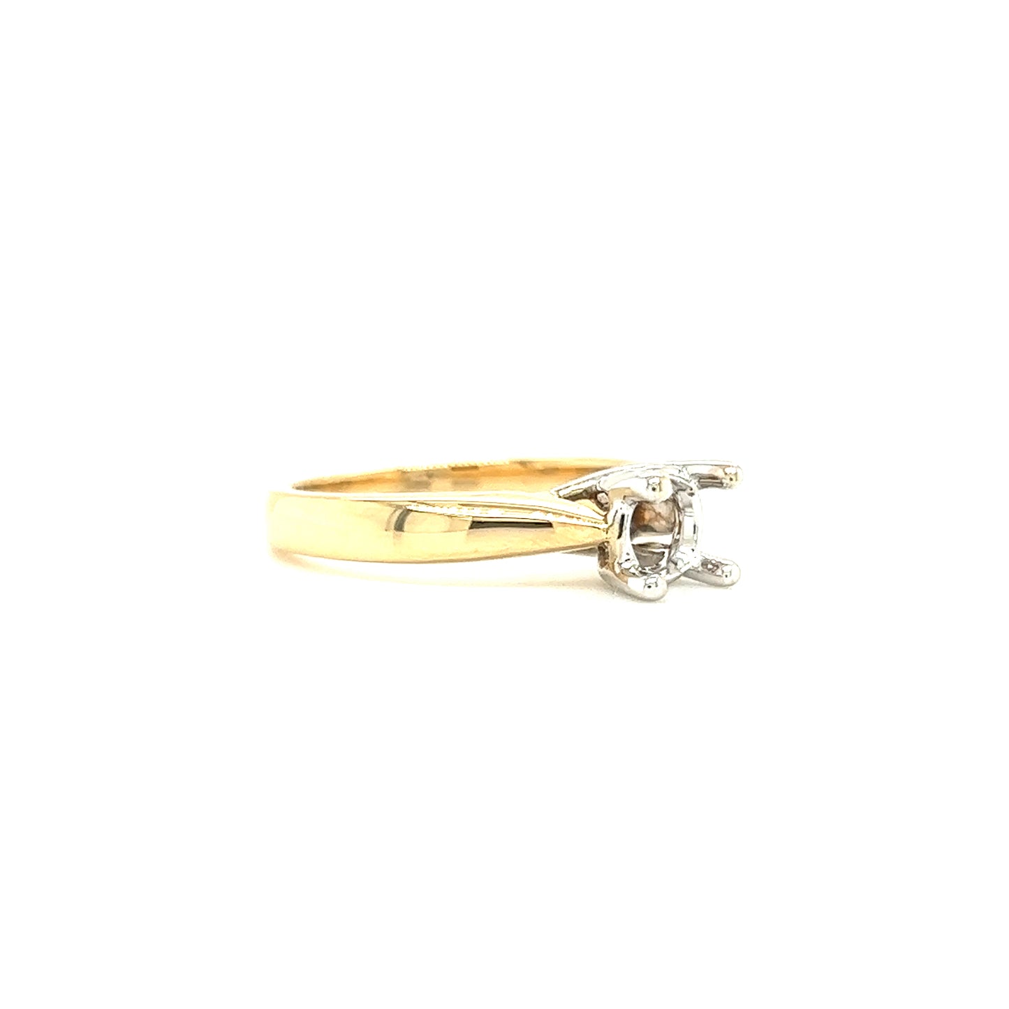 Trellis Engagement Ring Setting with Four Prong Head in 14K Yellow Gold Left Side View