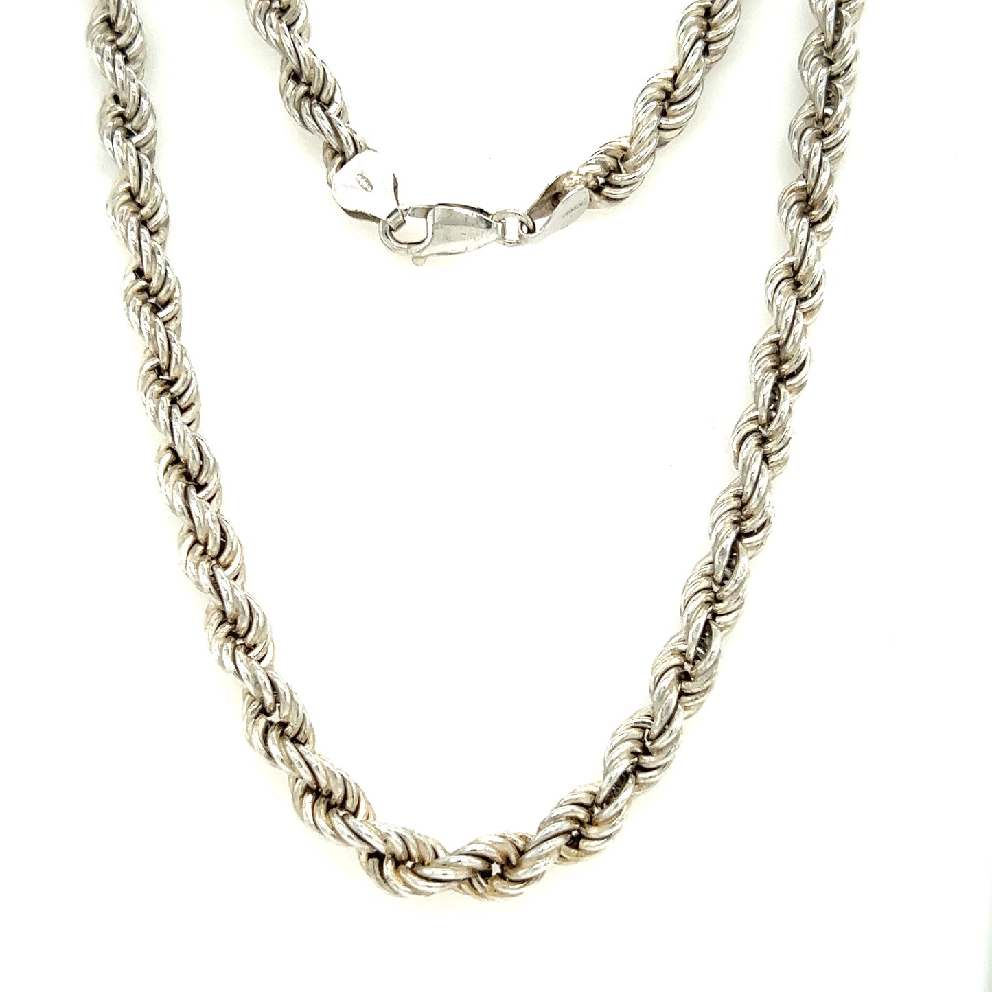Rope Chain 6mm with 20in Length in Sterling Silver Full Chain View