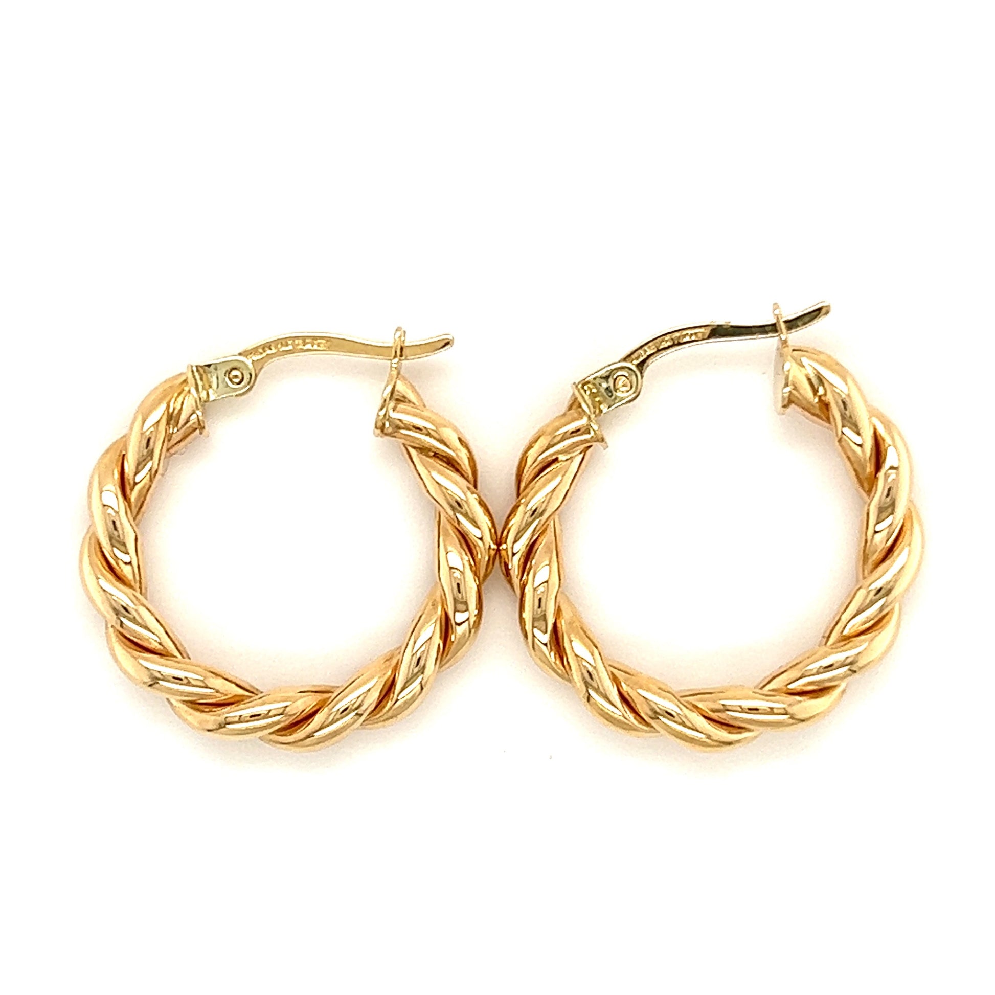 Twisted Hoop Earrings in 14K Yellow Gold Top View