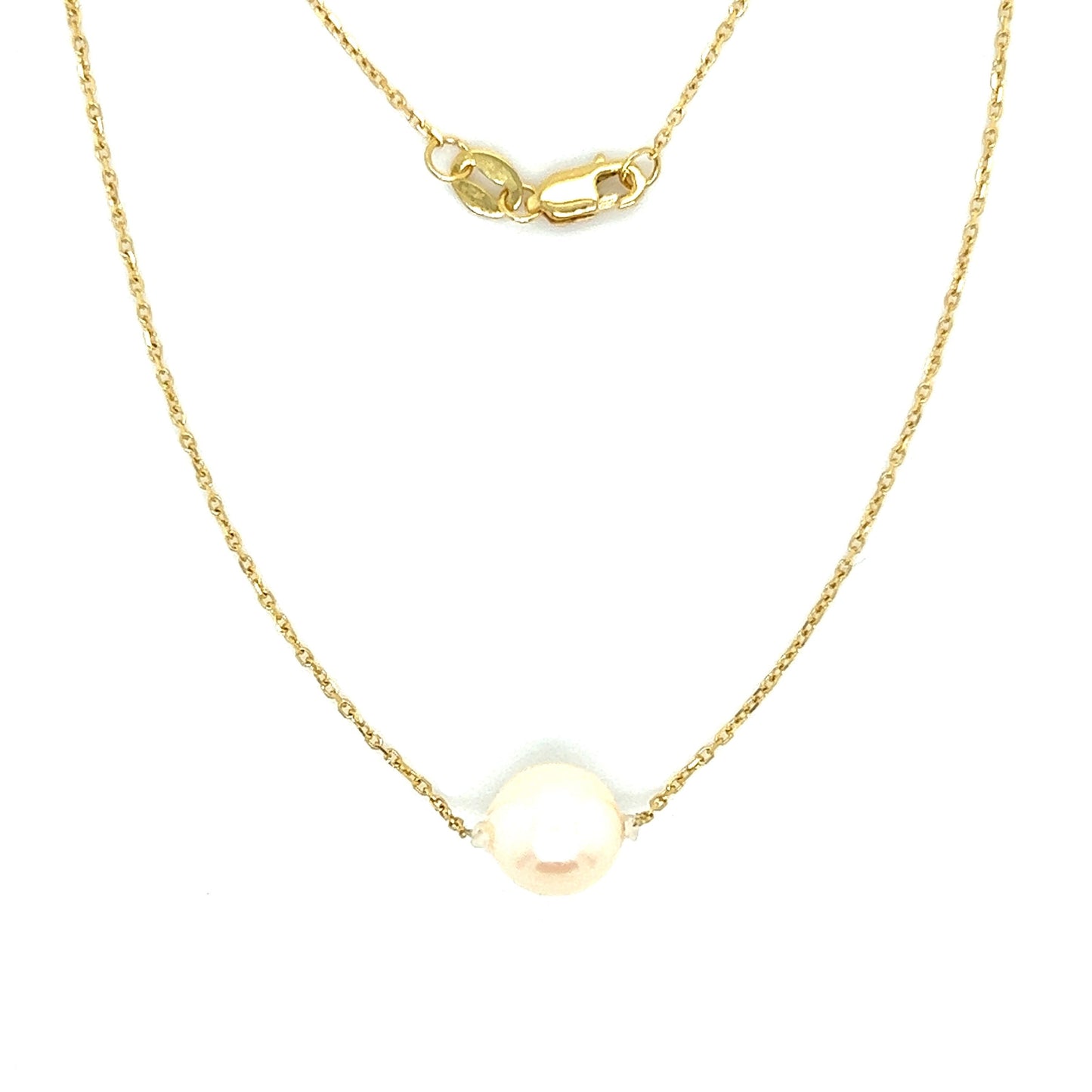 Add-a-Pearl Necklace with One 8mm White Pearl in 10K Yellow Gold