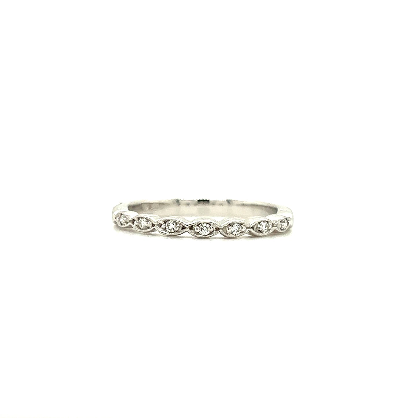 Wavy Diamond Ring with 0.07ctw Diamonds in 14K White Gold Front View