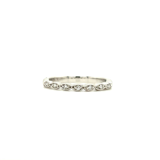 Wavy Diamond Ring with 0.07ctw Diamonds in 14K White Gold Front View
