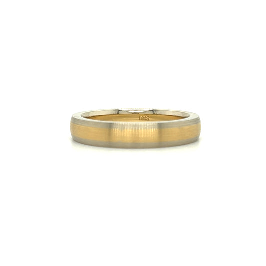 Two-Tone 4mm Ring with Comfort Fit in 14K White and Yellow Gold Front View