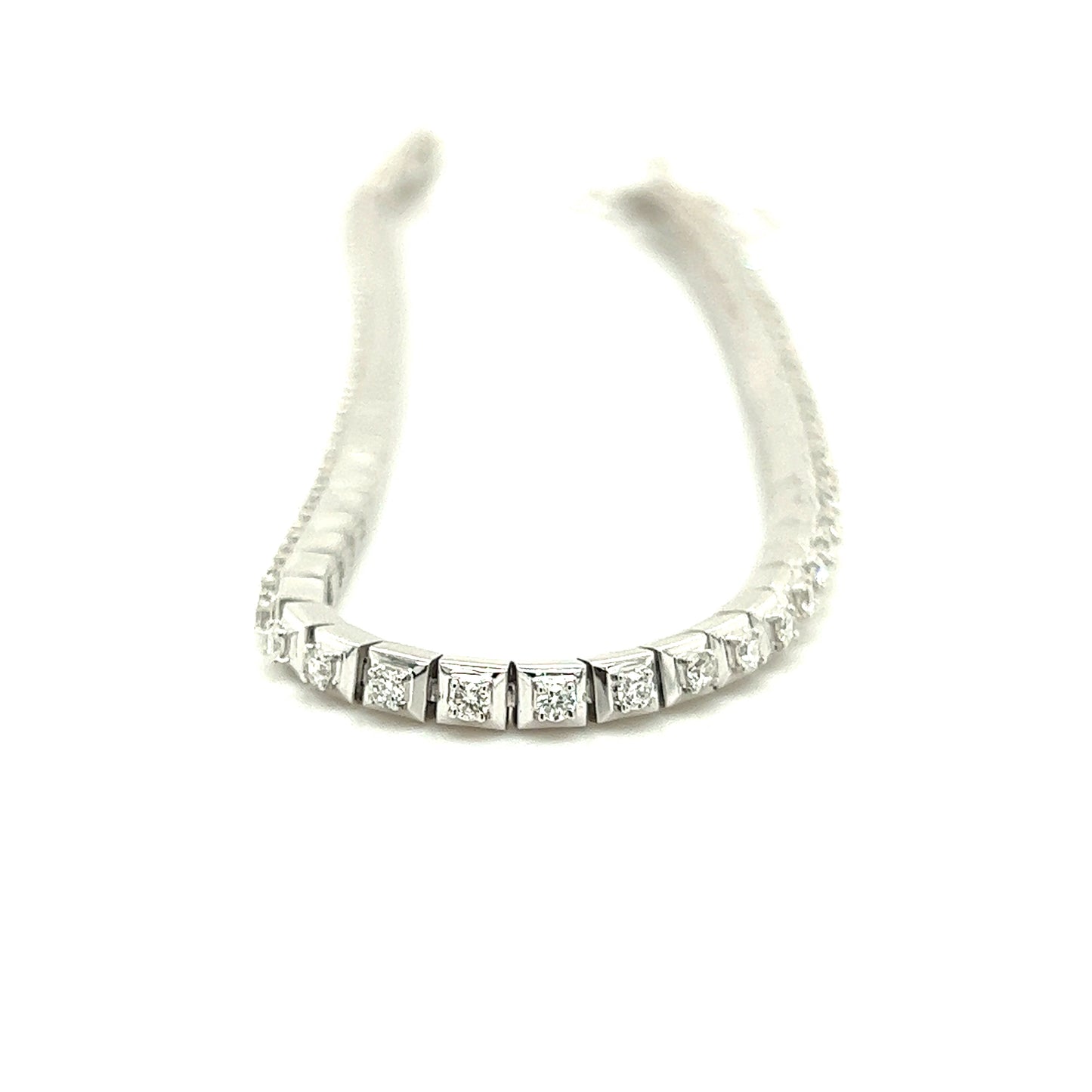 Diamond Link Bracelet with 1.0ctw of Diamonds in 14K White Gold Link and Diamonds Front View