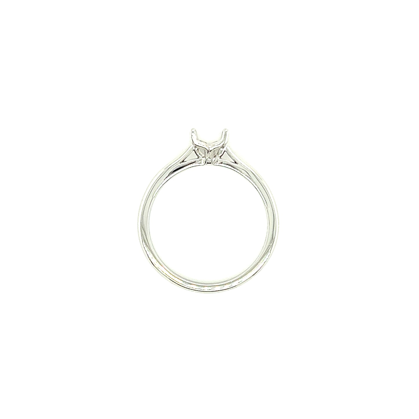 Solitaire Ring Setting with Four Prong Head in 14K White Gold Top View