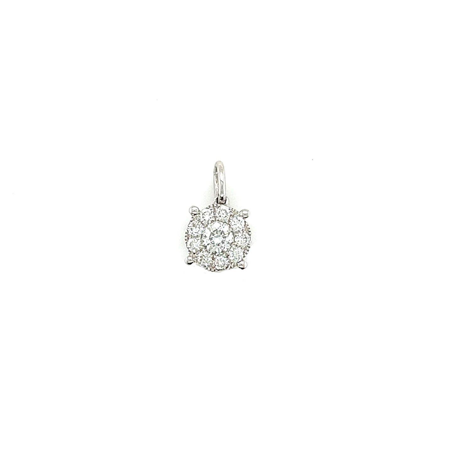 Diamond Pendant with Diamond Halo in 14K White Gold Pendant View