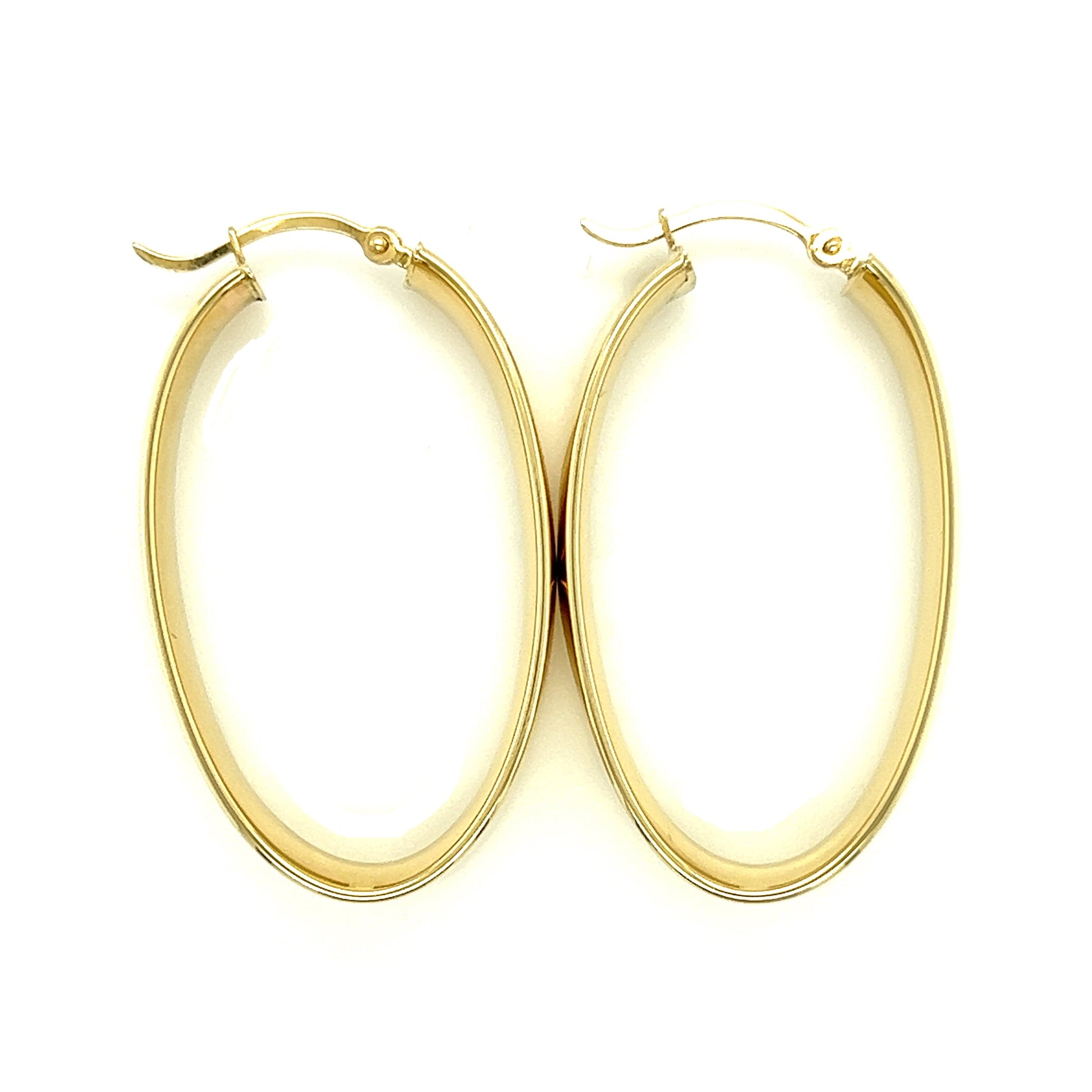 Oval Hoop 7mm Earrings in 14K Yellow Gold Top View