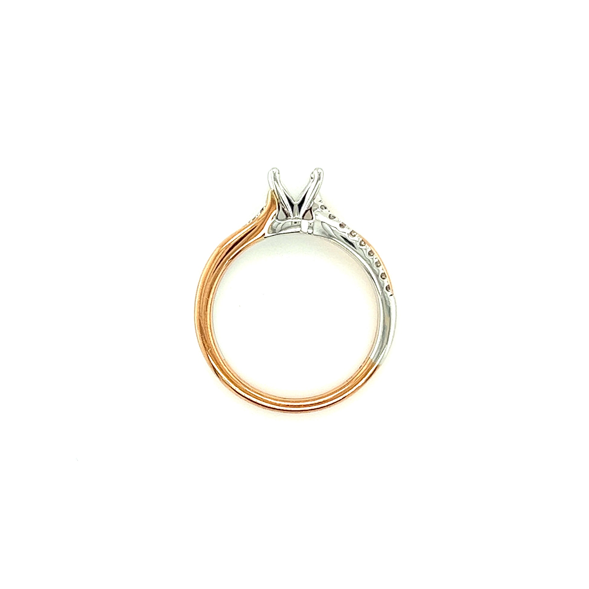 Bypass Wedding Set with 0.2ctw of Diamonds in 14K Rose and White Gold Engagement Ring Top View