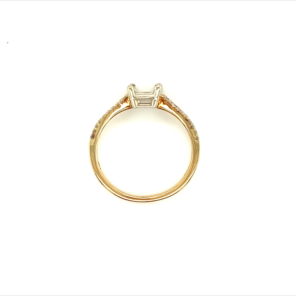 Split Shank Ring Setting with 0.20ctw of Diamonds in 14K Yellow Gold Top View
