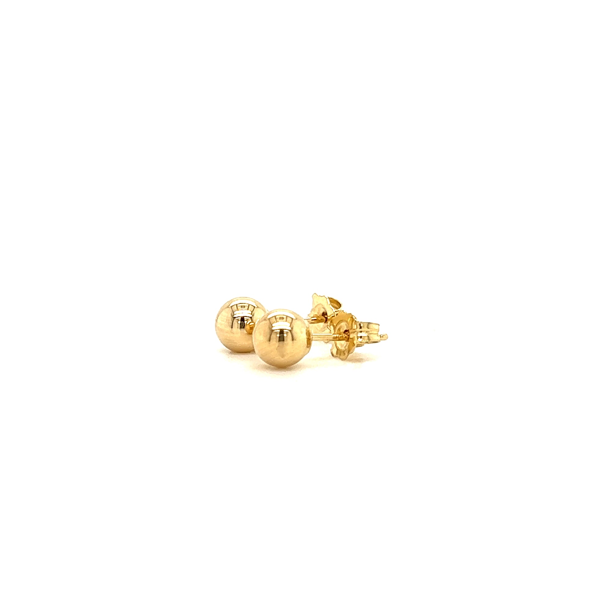 Ball 5mm Stud Earrings  in 14K Yellow Gold Right Side View