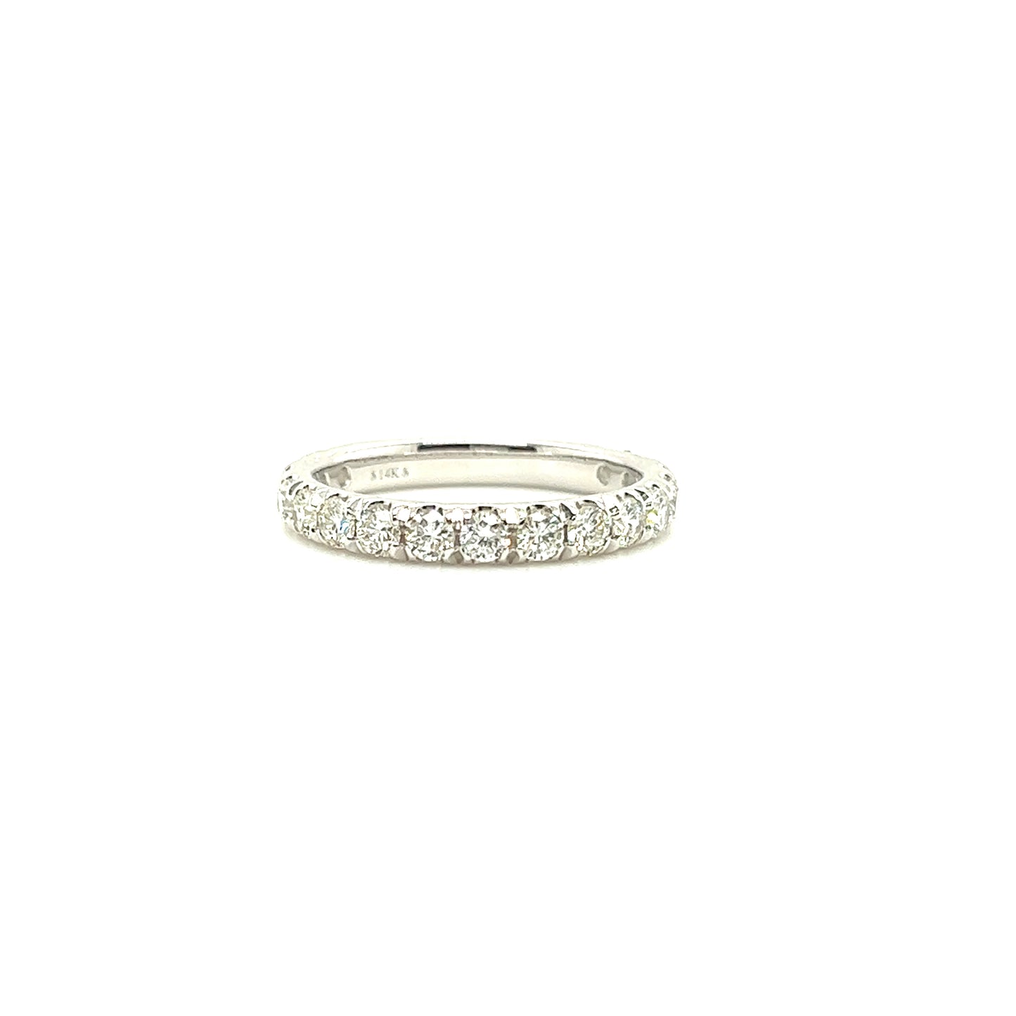 French-set Diamond Ring with 1ctw of Diamonds in 14K White Gold Front View