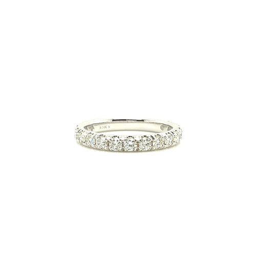 French-set Diamond Ring with 1ctw of Diamonds in 14K White Gold Front View