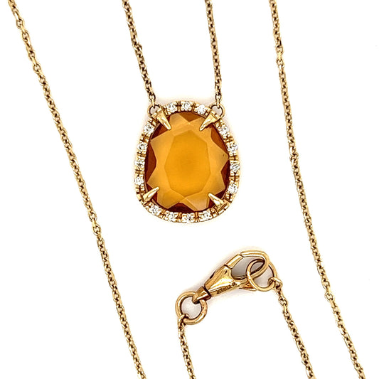 Citrine Necklace in 14K Yellow Gold with Diamonds Alternative View
