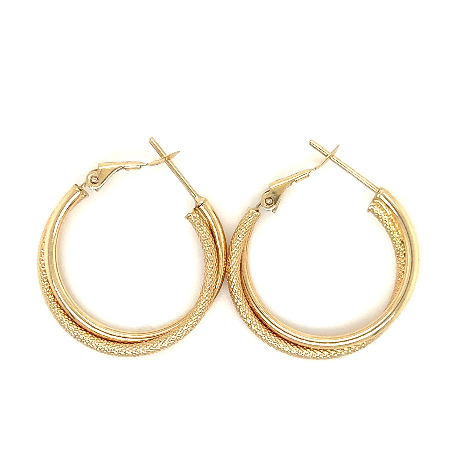 Double Hoop Earrings in 14K Yellow Gold Top View