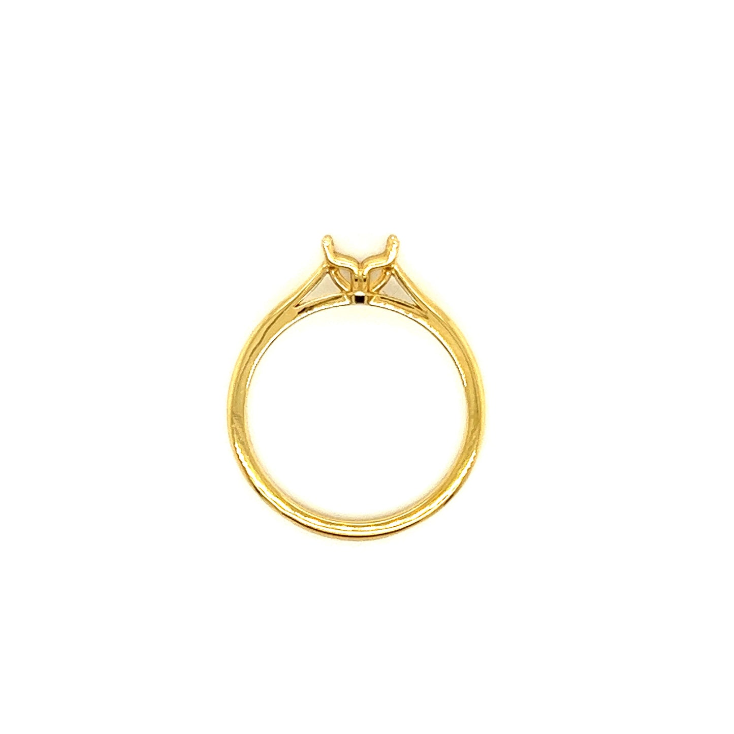 Solitaire 5mm Ring Setting with Four Prong Head in 14K Yellow Gold Top View