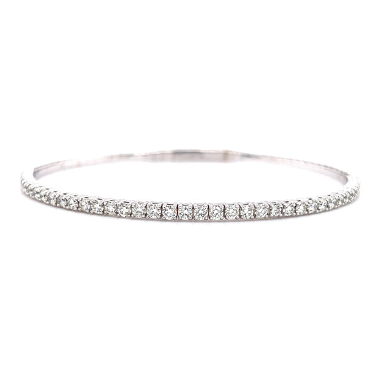 Flexible Bangle Bracelet with 1.48ctw of Diamonds in 14K White Gold Front View