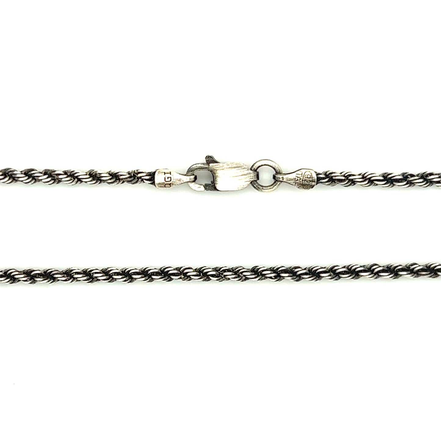 Rope Chain 2.3mm with Ruthenium-plated Finish in Sterling Silver Chain and Clasp View