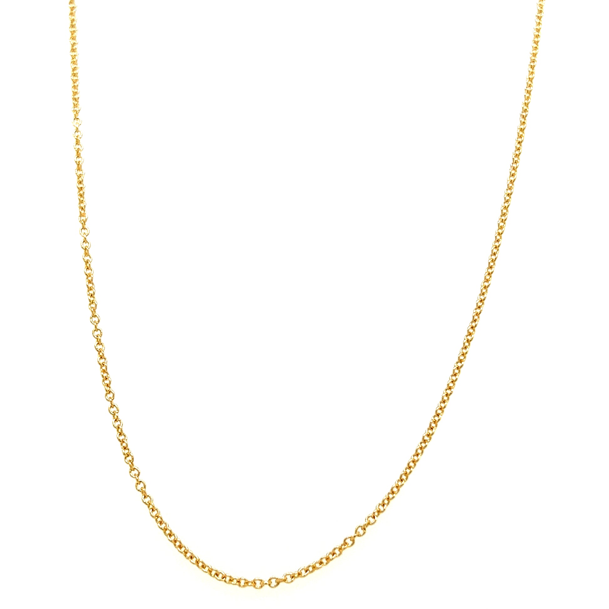 Cable Chain 1mm with 16in of Length in 14K Yellow Gold Front View