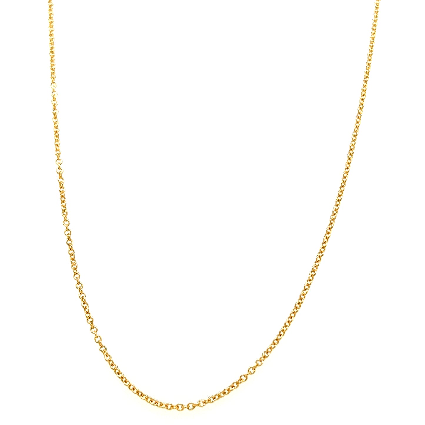 Cable Chain 1mm with 16in of Length in 14K Yellow Gold Front View