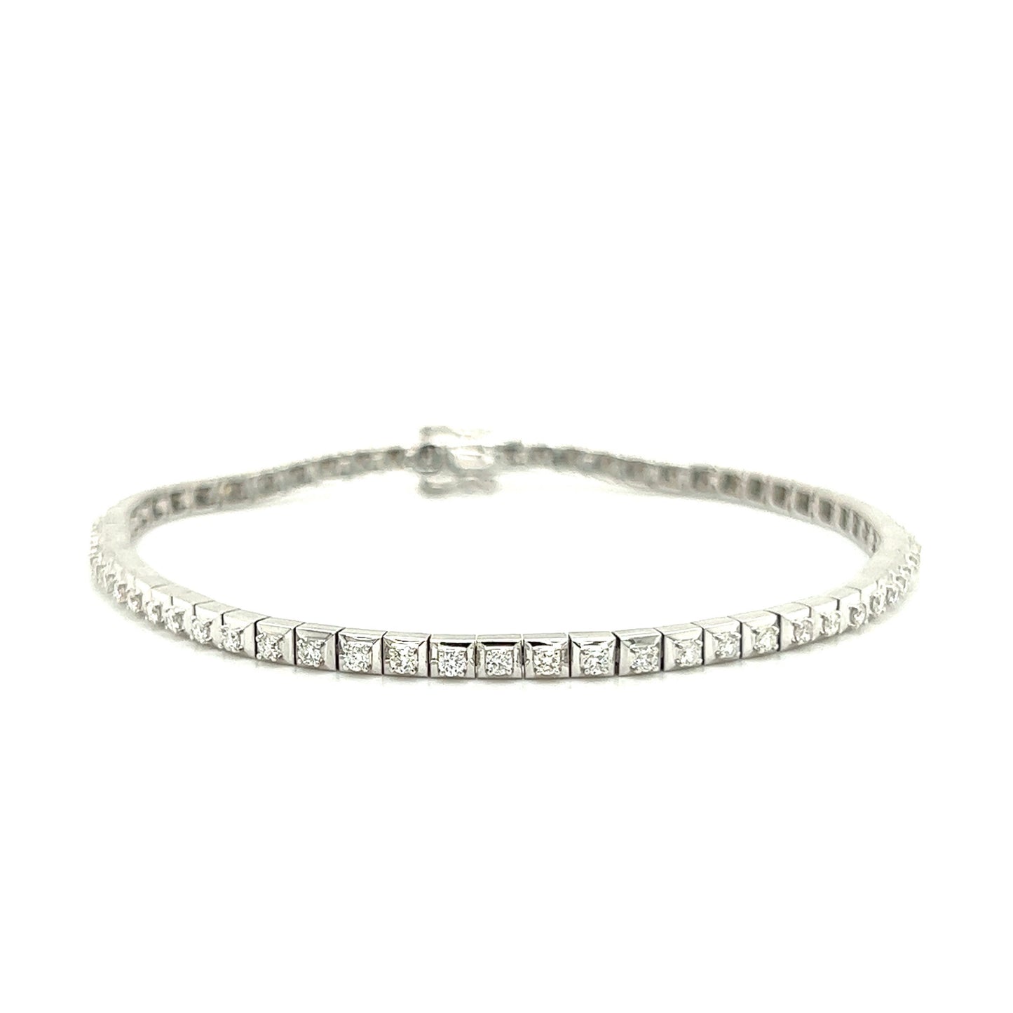 Diamond Link Bracelet with 1.0ctw of Diamonds in 14K White Gold Front View
