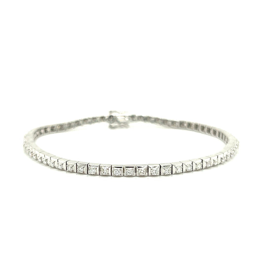 Diamond Link Bracelet with 1.0ctw of Diamonds in 14K White Gold Front View