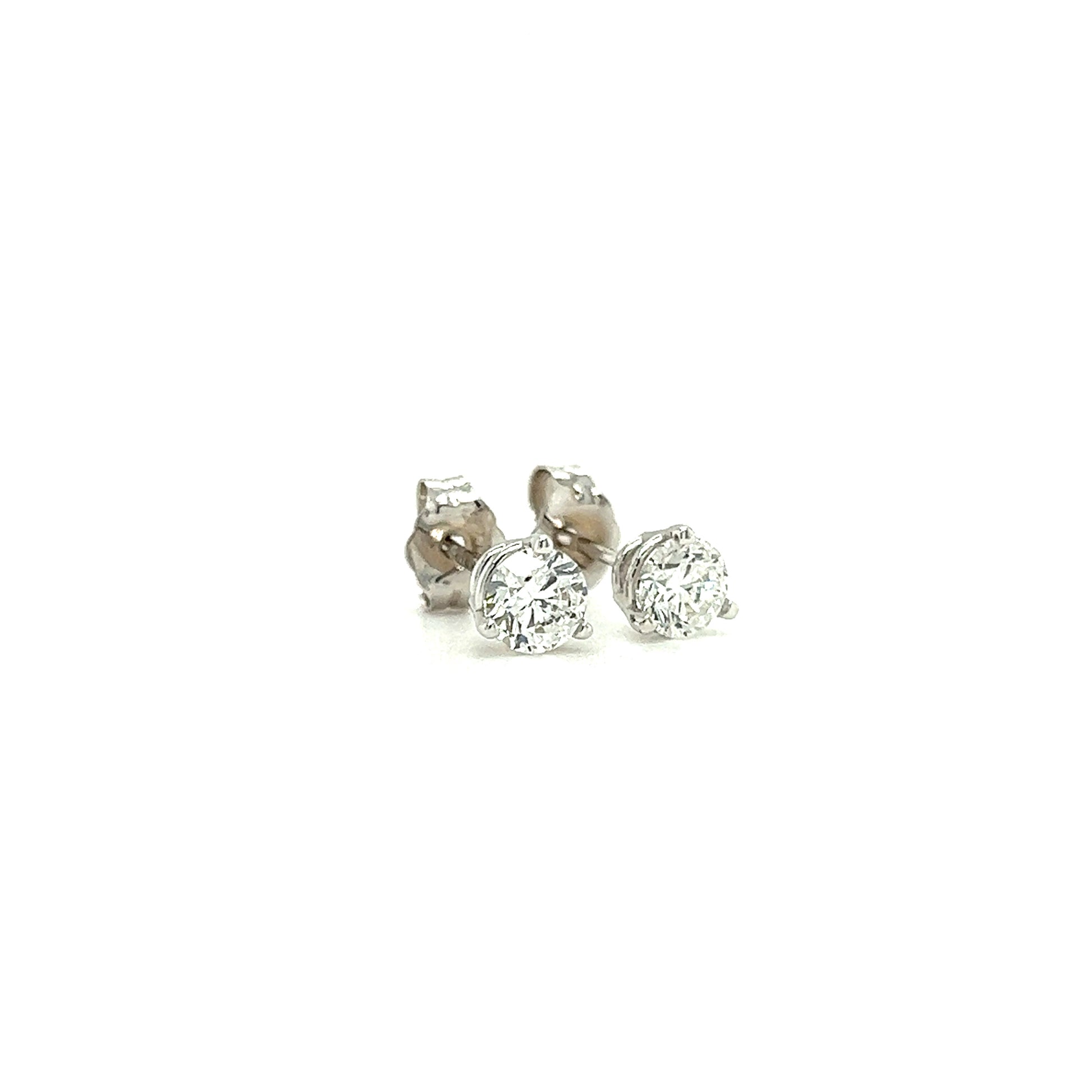 Diamond Stud Earrings with 0.72ctw of Diamonds in 14K White Gold Left Side View