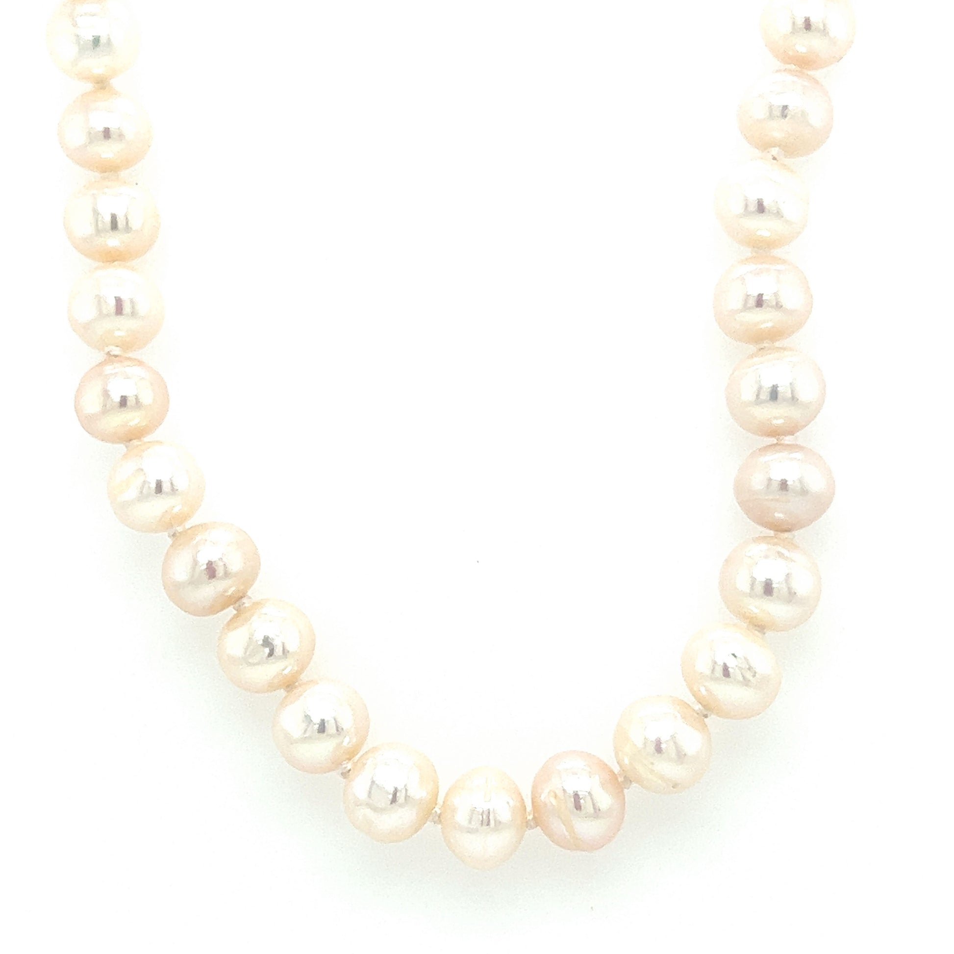 Cultured White Freshwater Pearl Necklace with 14K Yellow Gold Clasp Front View