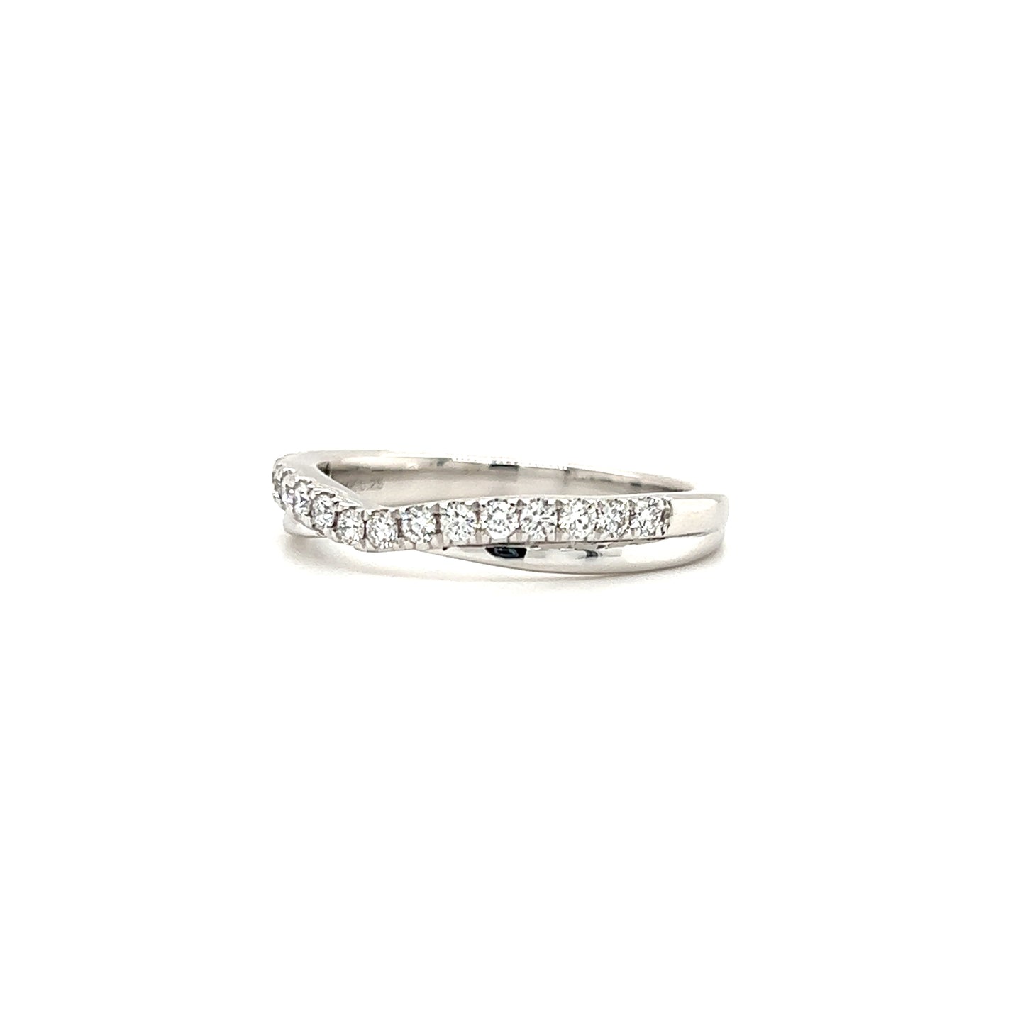 Diamond Chevron Ring with Sixteen Diamonds in 14K White Gold Right Side View