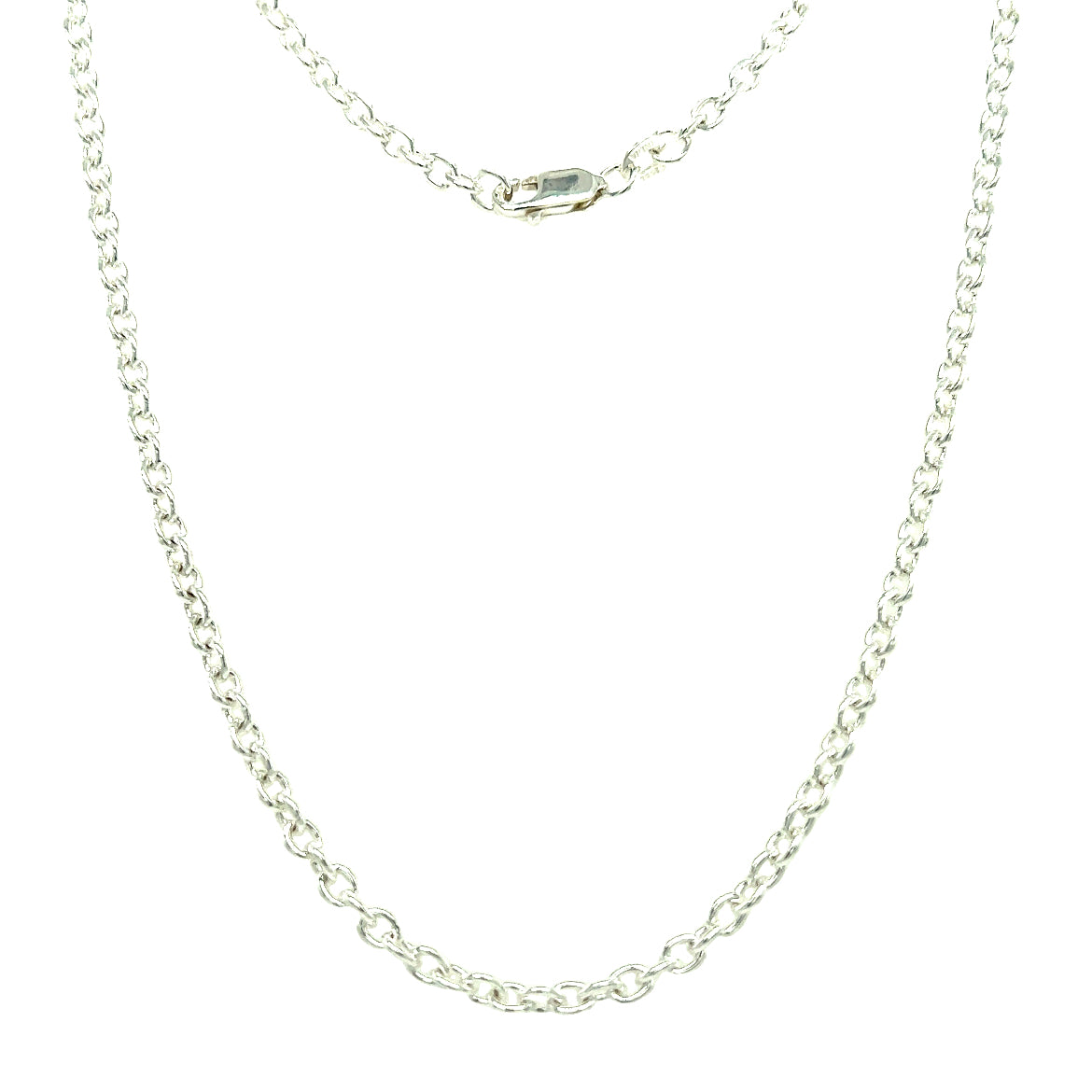 Cable Chain 2.75mm with 24in of Length in Sterling Silver Full Chain Front View