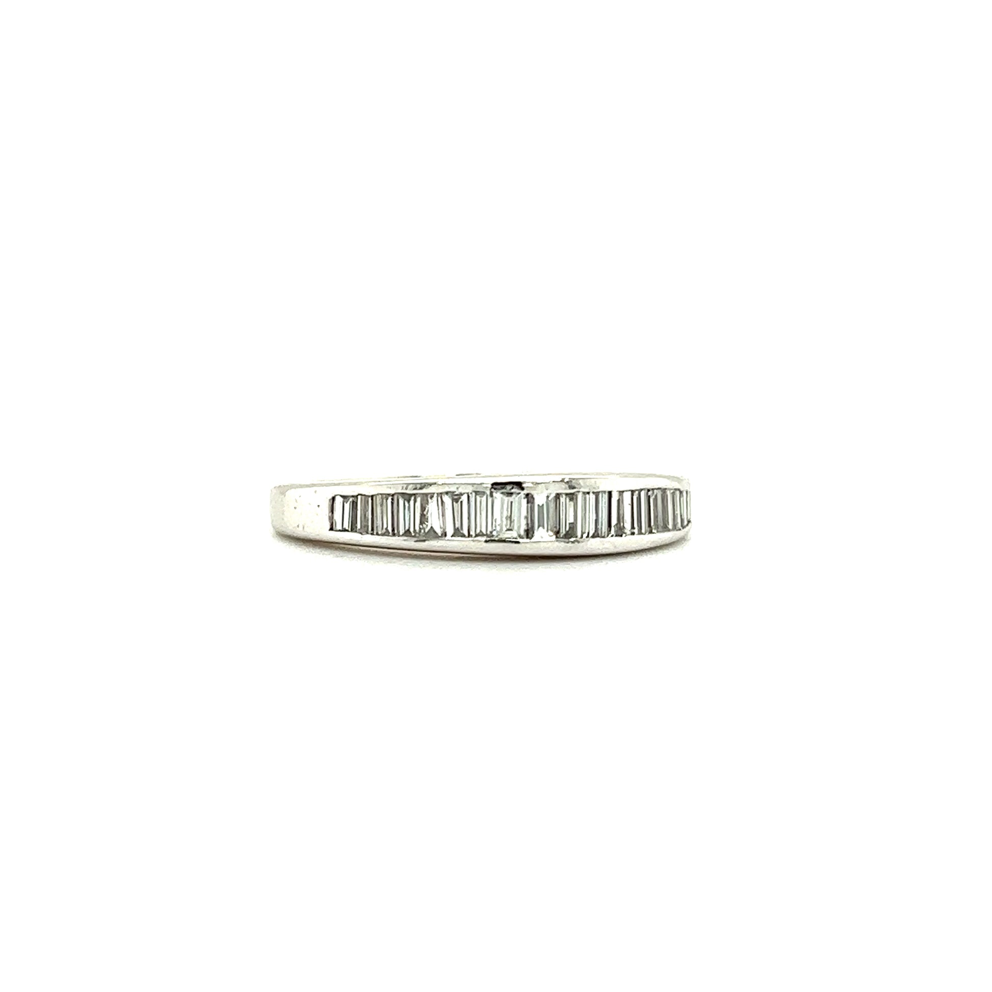 Baguette Diamond Ring with Seventeen Diamonds in 14K White Gold Left Side View