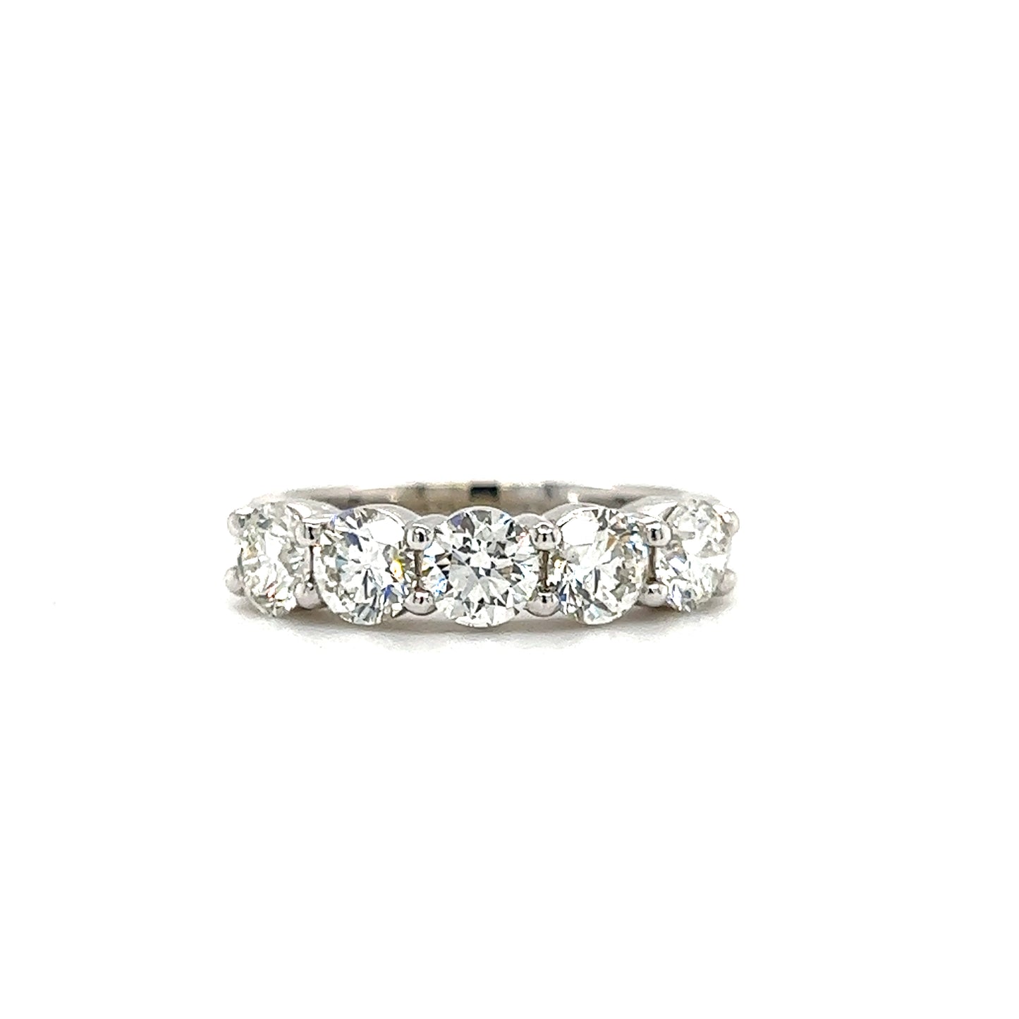 Diamond Wedding Ring with Five Round Diamonds in 14K White Gold Front View