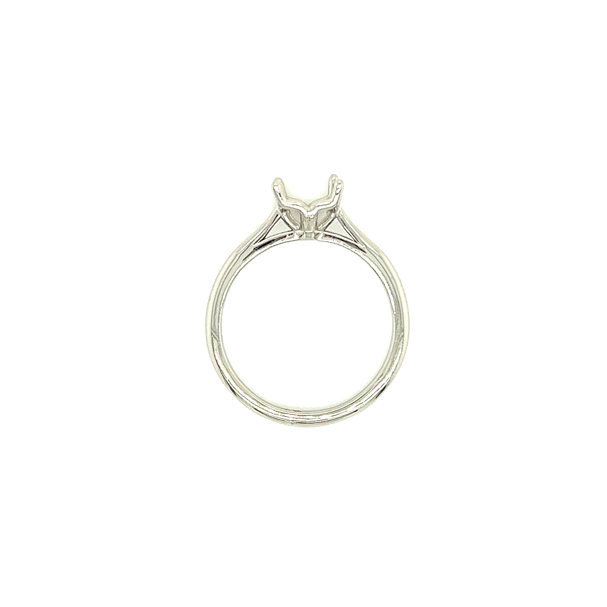Solitaire Ring Setting with Four Prong Head in Platinum Top View