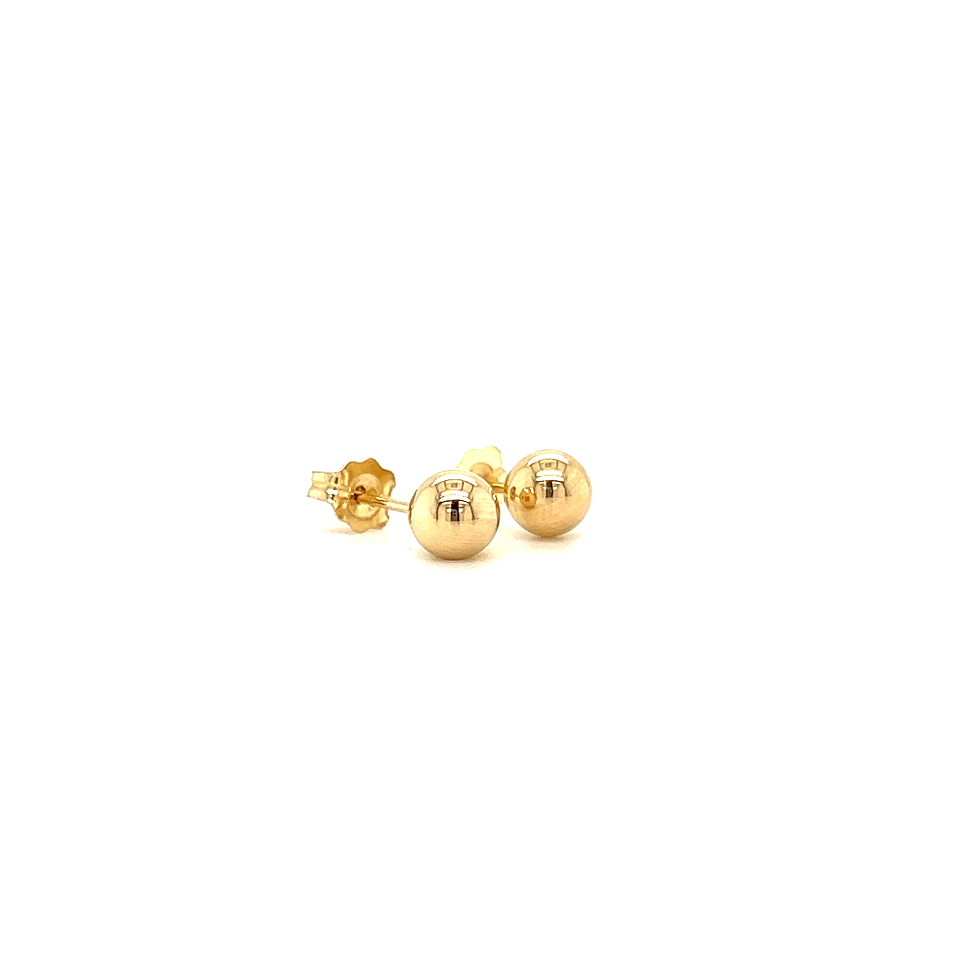 Ball 5mm Stud Earrings  in 14K Yellow Gold Left Side View