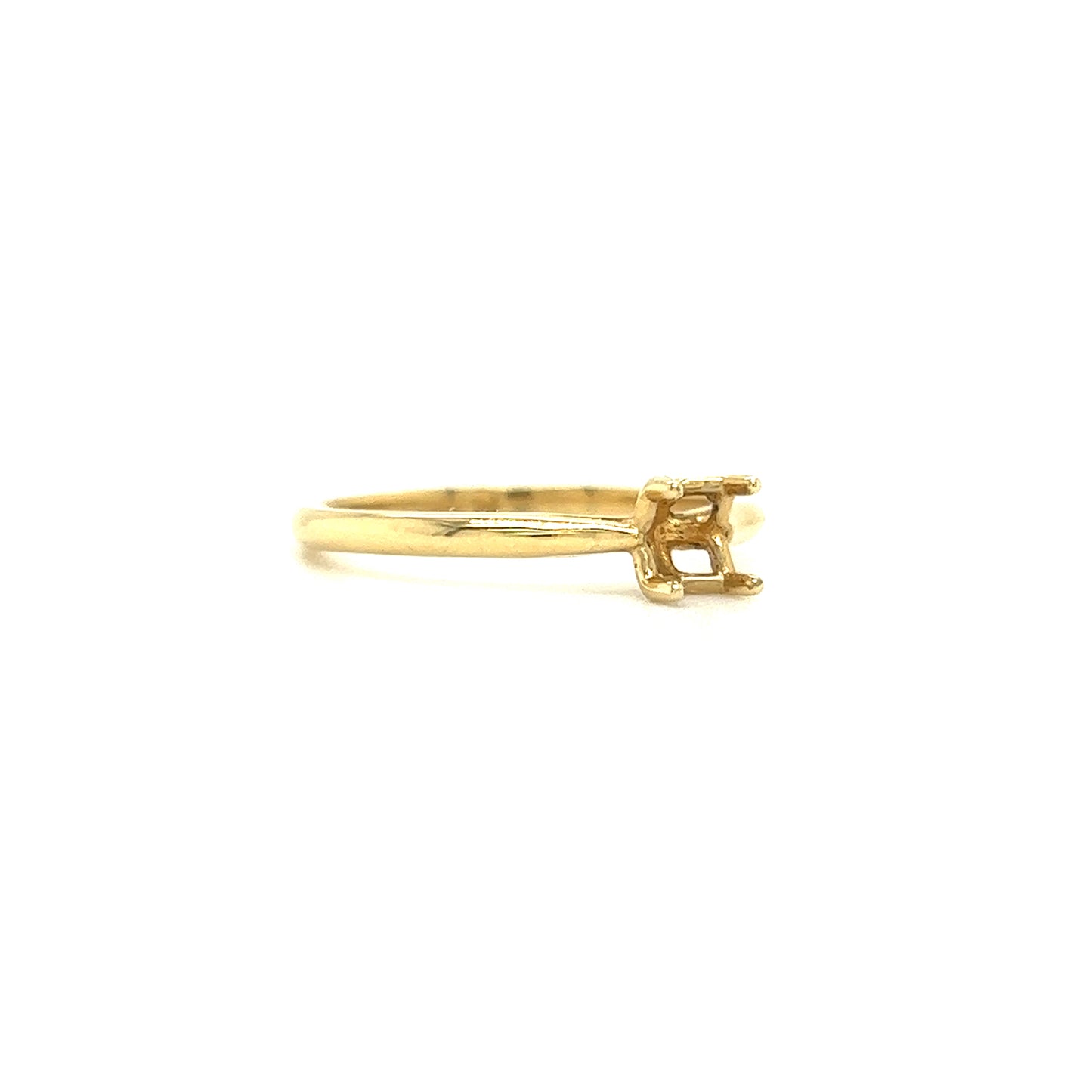 Solitaire 4mm Ring Setting with Four Prong Head in 14K Yellow Gold Left Side View
