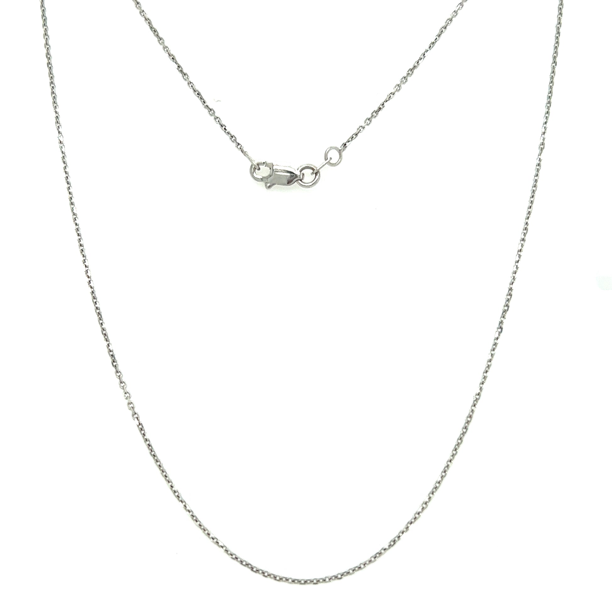 Cable Chain 1.0mm with Adjustable Length in 14K White Gold Fur Chain Front View