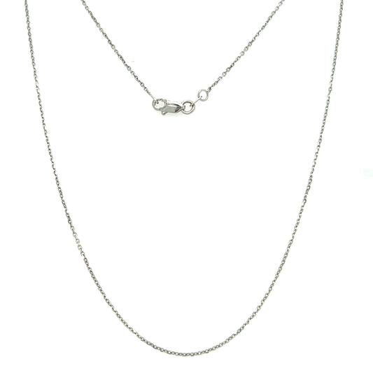 Cable Chain 1.0mm with Adjustable Length in 14K White Gold Fur Chain Front View