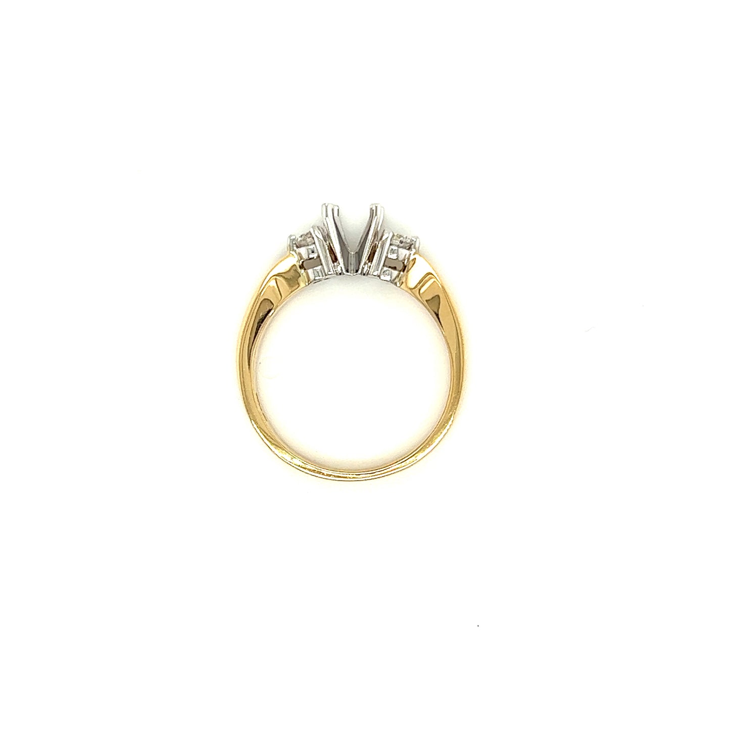 Three Stone Ring Setting with 0.2ctw of Diamonds in 14K Yellow Gold Top View