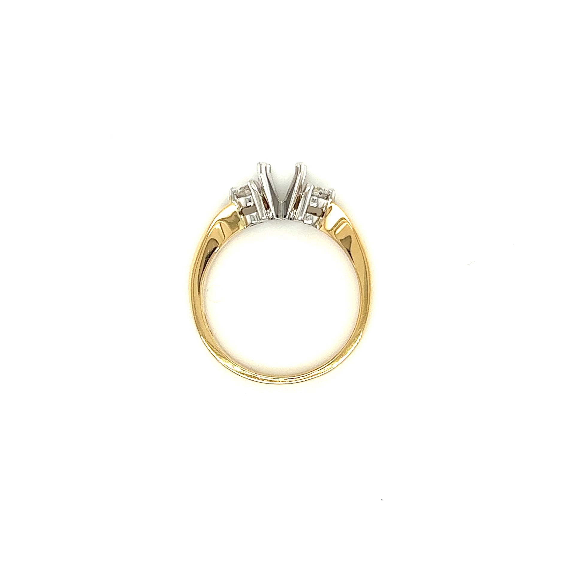 Three Stone Ring Setting with 0.2ctw of Diamonds in 14K Yellow Gold Top View