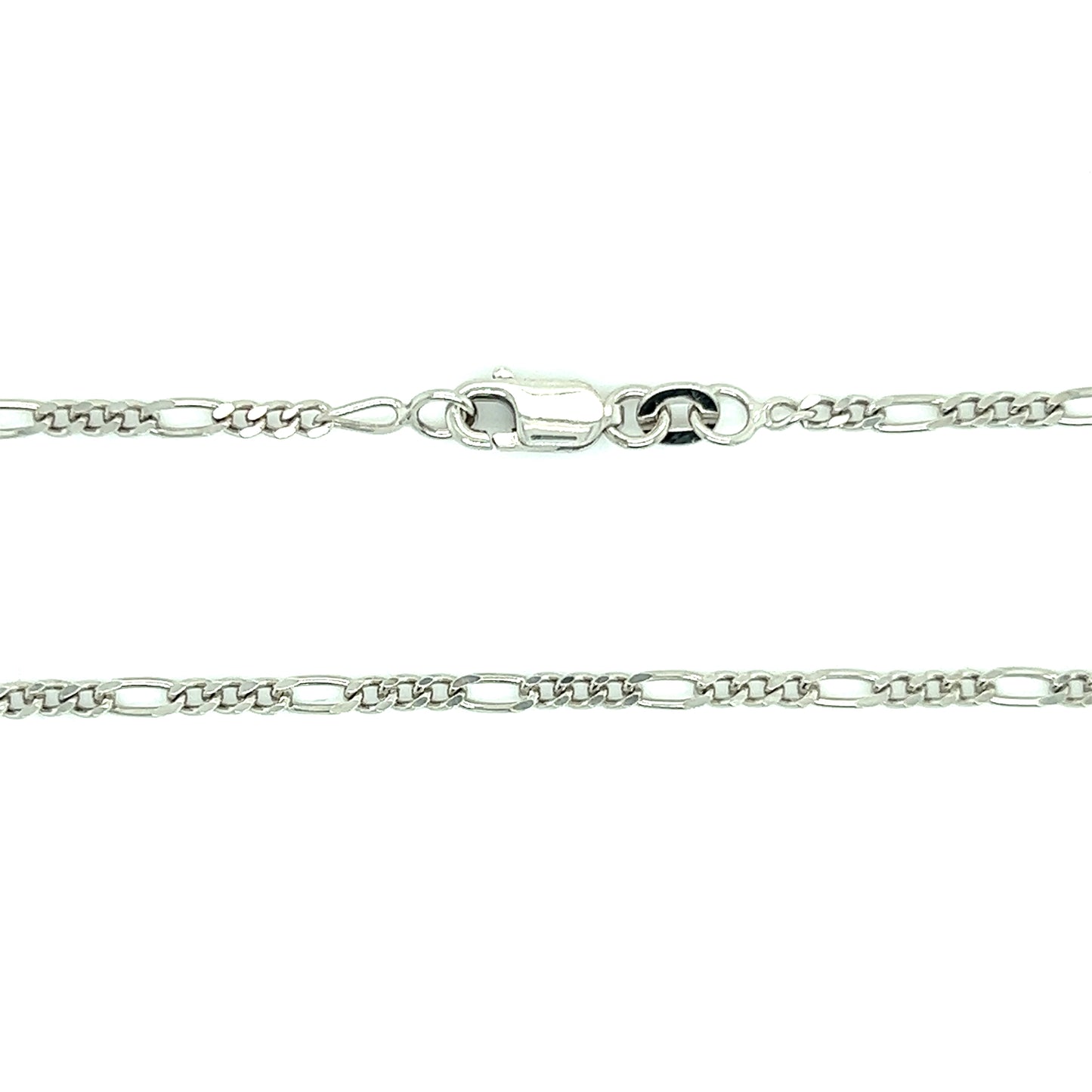 Figaro Chain 2.25mm with 18in of Length in Sterling Silver Chain and Clasp View