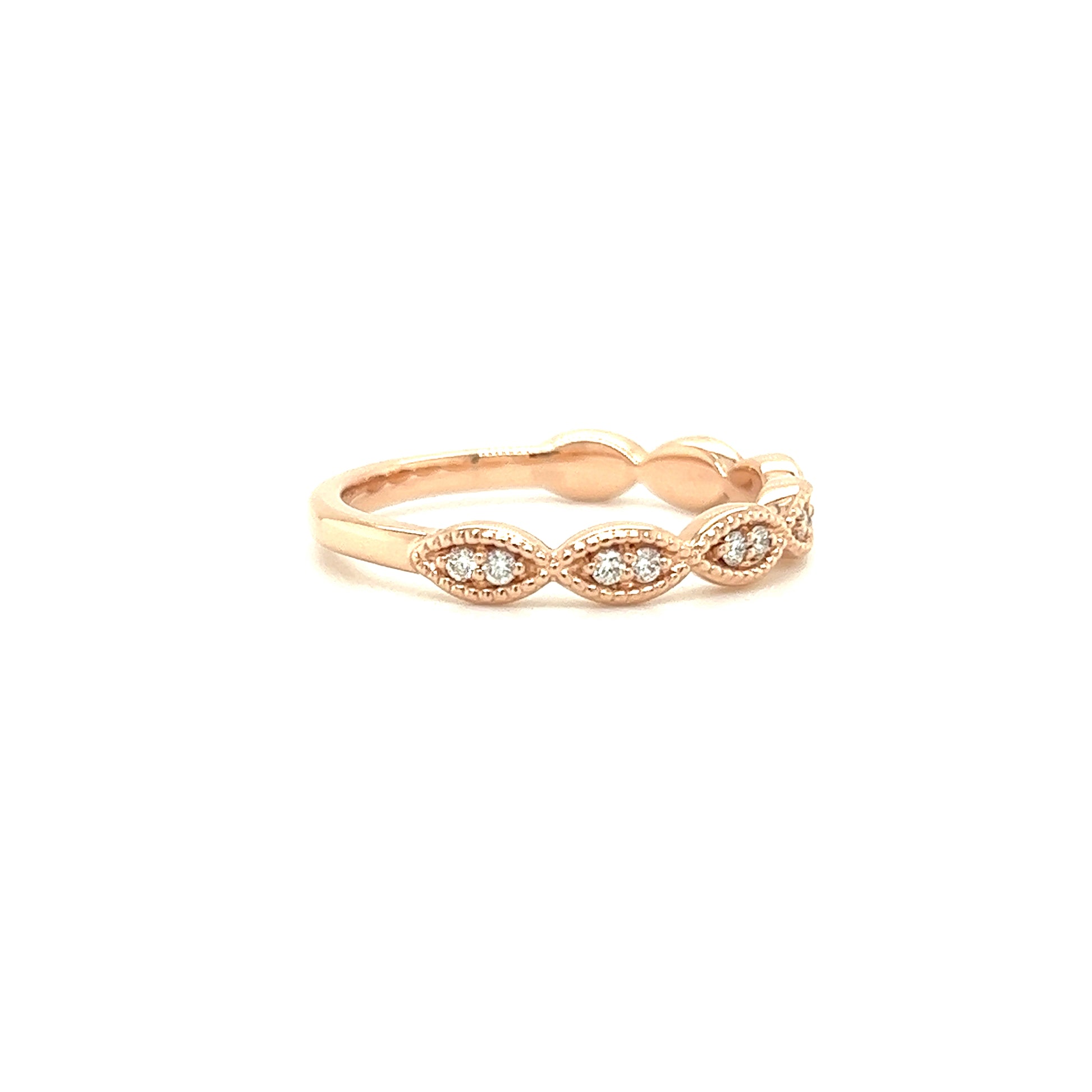 Diamond Ring with Fourteen Diamonds in 14K Rose Gold Left Side View