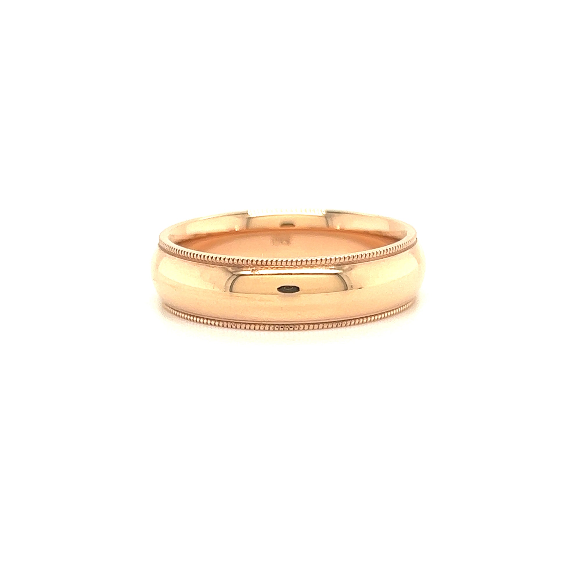 Milgrain 6mm Ring with Comfort Fit in 10K Rose Gold Front View