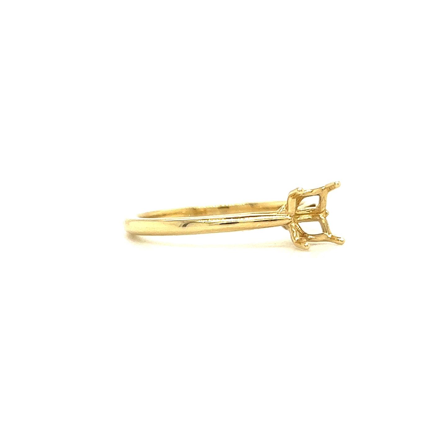 Solitaire 5mm Ring Setting with Four Prong Head in 14K Yellow Gold Left Side View