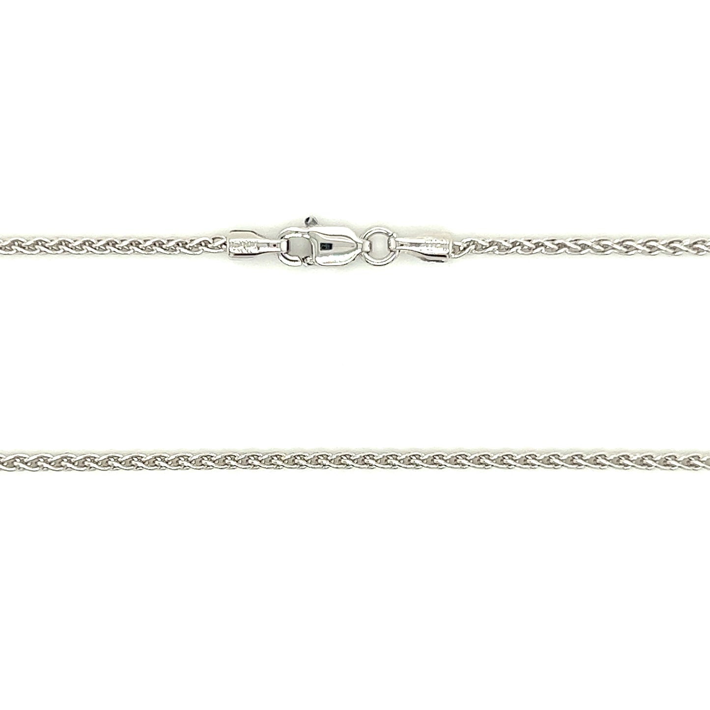 Wheat Chain 1.65mm with 18in of Length in 14K White Gold Chain and Clasp View