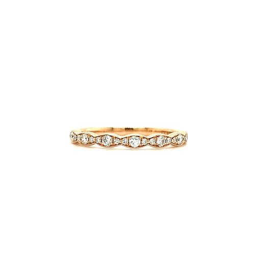 Ripply Diamond Ring with 0.23ctw of Diamonds in 14K Rose Gold Front View