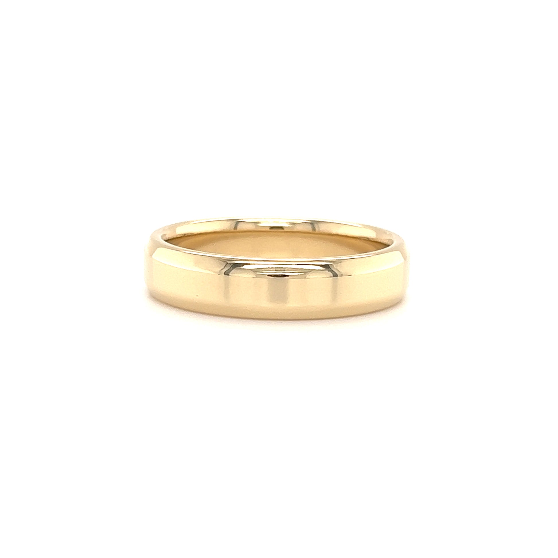 Beveled Edge 5mm Ring with Comfort Fit in 14K Yellow Gold Front View