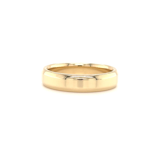 Beveled Edge 5mm Ring with Comfort Fit in 14K Yellow Gold Front View