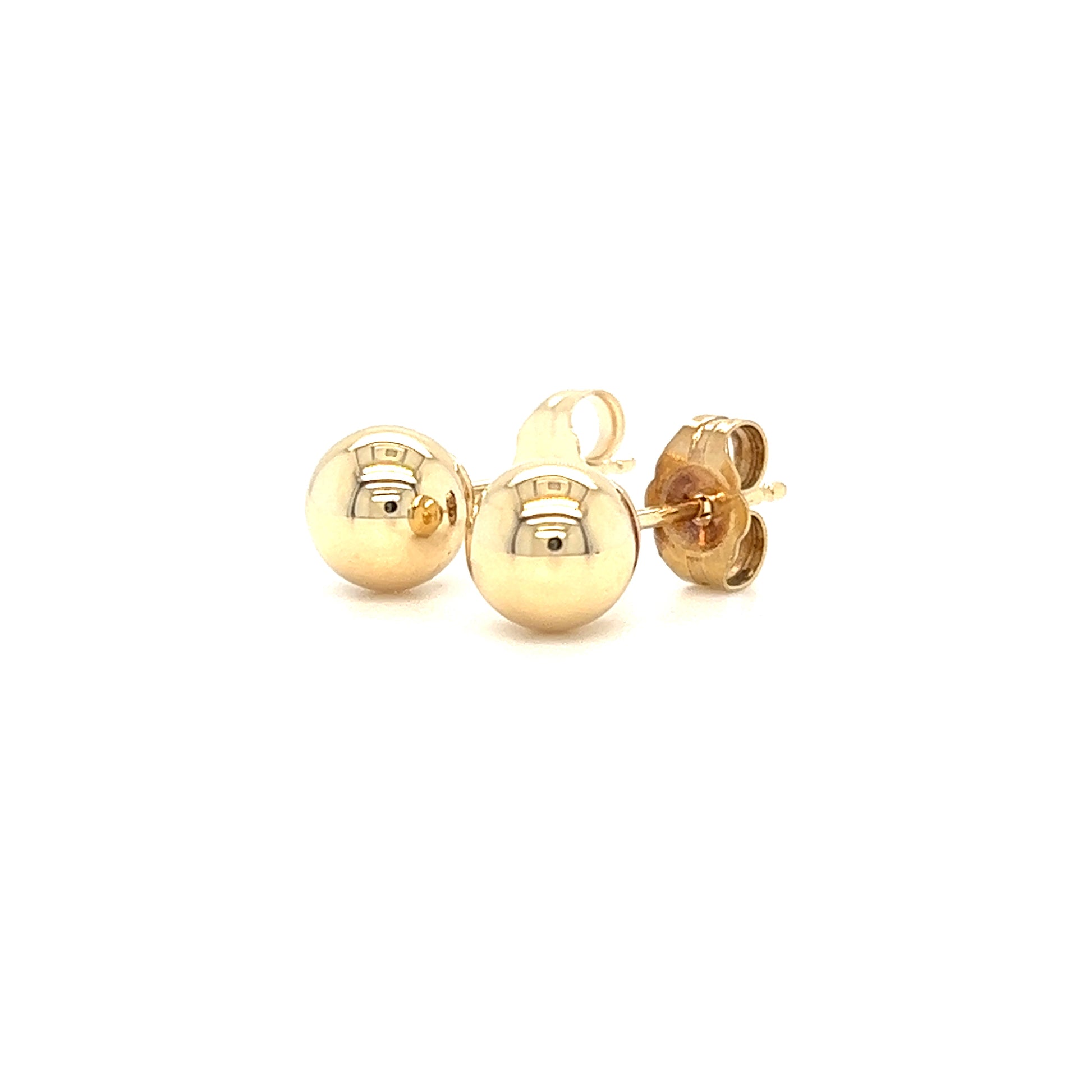 Ball 6mm Stud Earrings in 14K Yellow Gold Right Side View