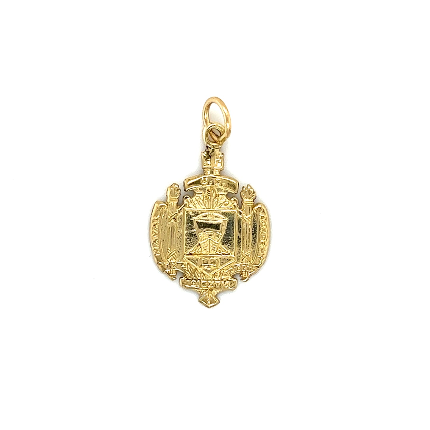 USNA Crest Pendant in 14K Yellow Gold Top View